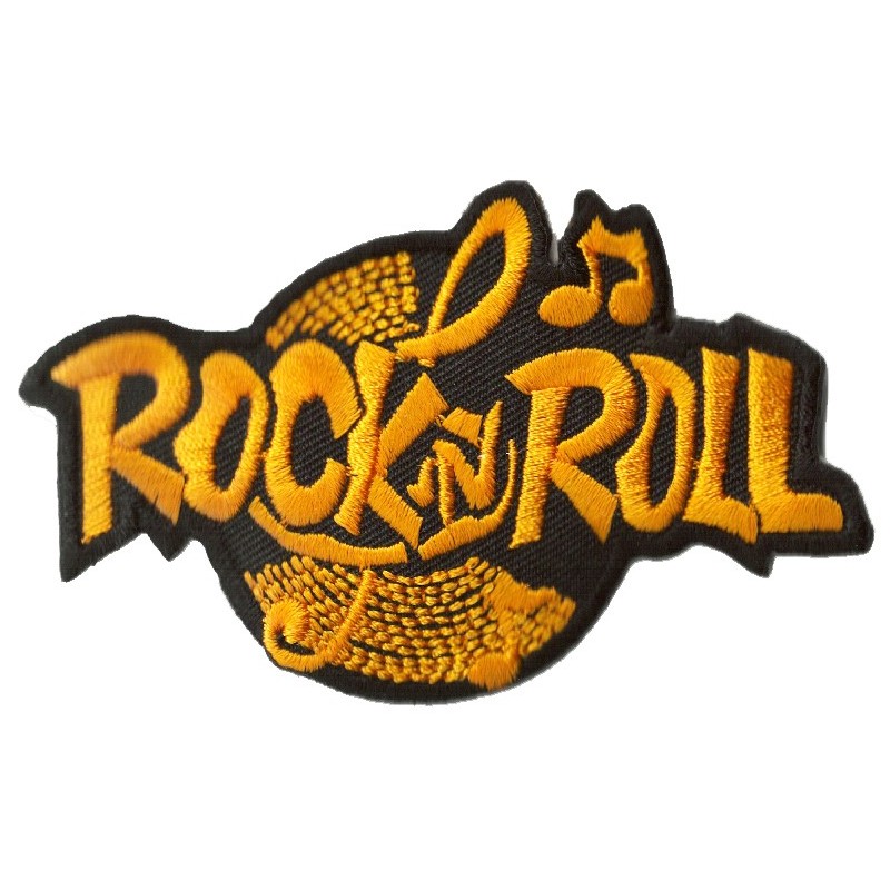 Ecusson brodé Rock and Roll, patch thermocollant musique rock, 8 cm - Motif  thermocollant - Creavea