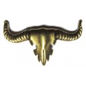 buffalo skull cast metal badge