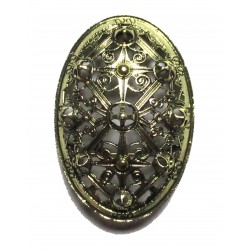 Broche métallique bouclier antique bronze