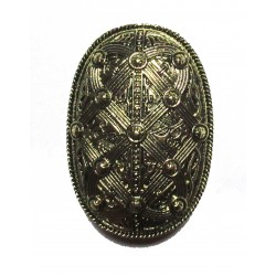 Broche métallique bouclier celte bronze